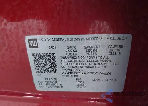 2021 Chevrolet Blazer Fwd 1Lt z USA, uszkodzony, nr VIN 3GNKBBRA7MS574224